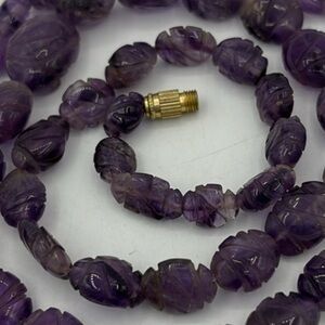 Graduated Carved Amethyst Chinese Necklace